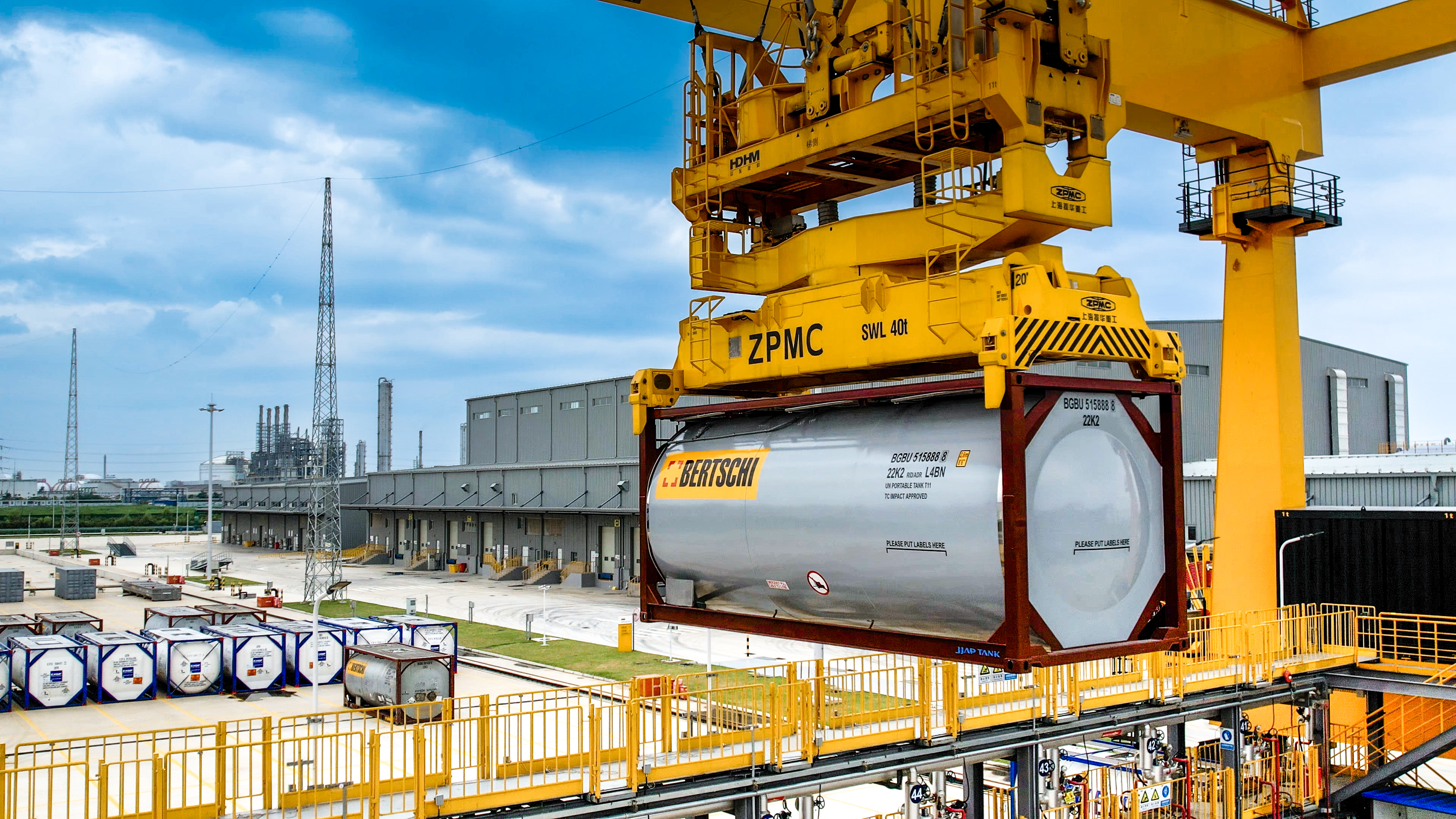 View from the Gantry Crane at Bertschi Zhangjiagang Liquid Hub, Bertschi’s largest supply chain solution hub located in China.