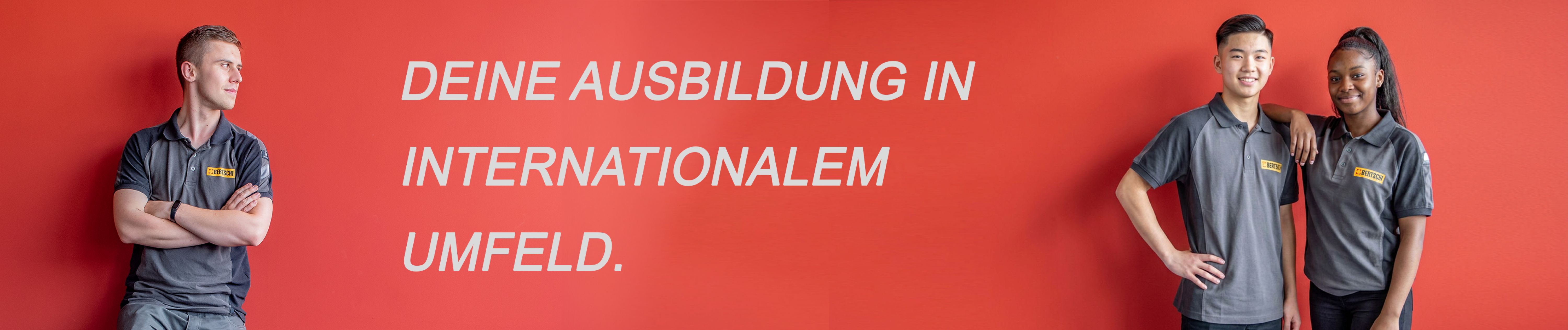 3 apprentices standing proudly on a red background