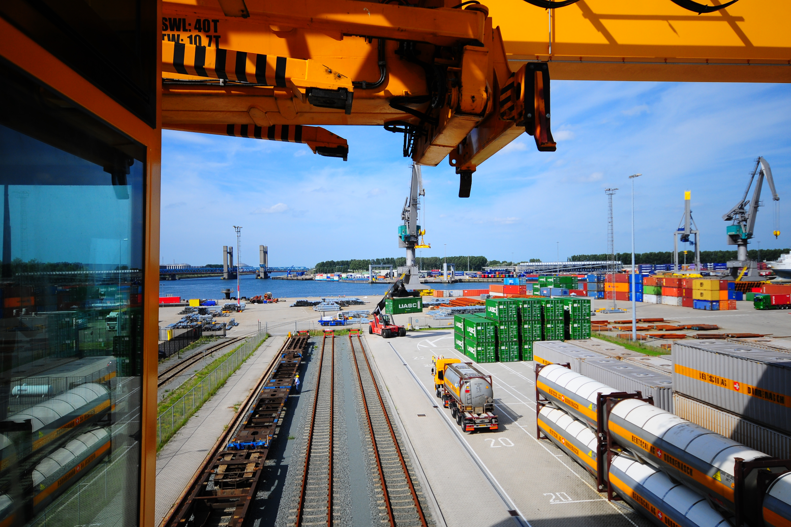 Bertschi tank containers for dangerous goods on railway at Rotterdam terminal