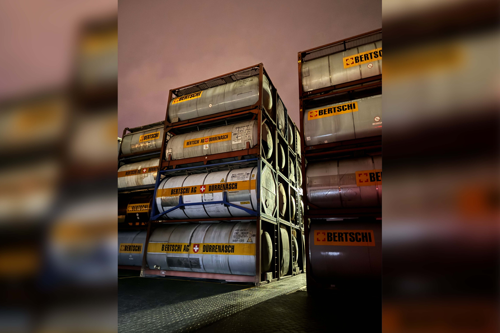 Containers in the night on the Cologne Terminal
