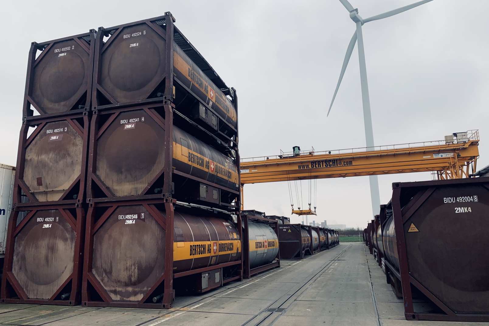Some Containers are stacked on top of each other 