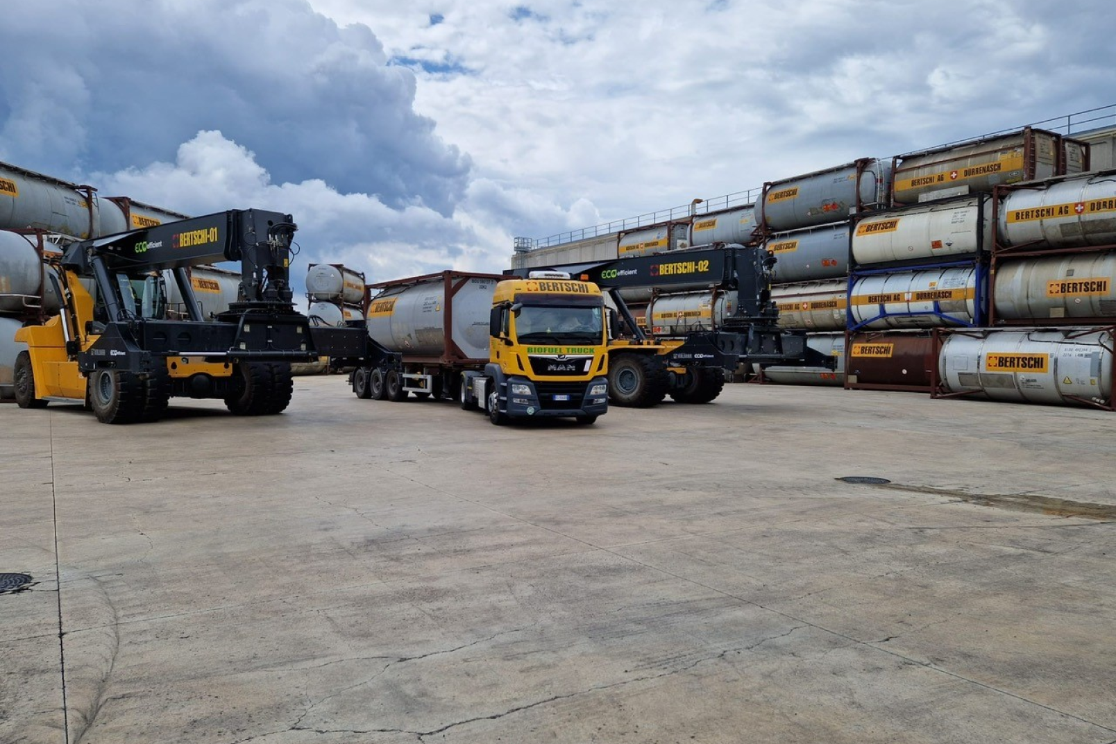 LKW with some Containers in the Background